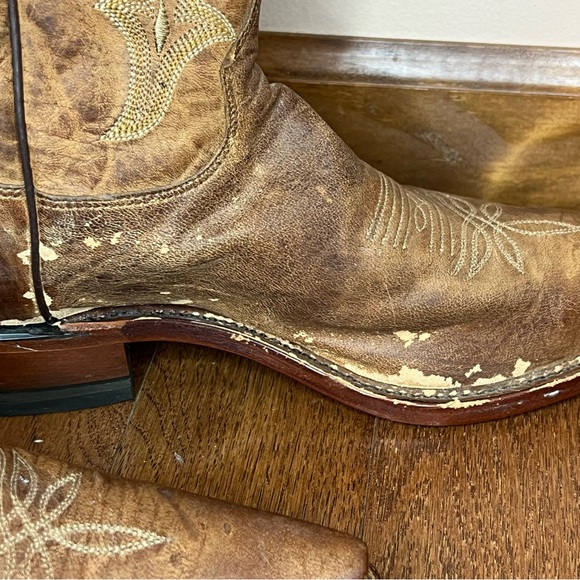 Tony Lama brown leather cowboy boots women’s 9 1/2 made in USA BT 3 - Picture 9 of 16